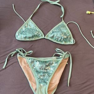 Victoria secret green sequence bikini